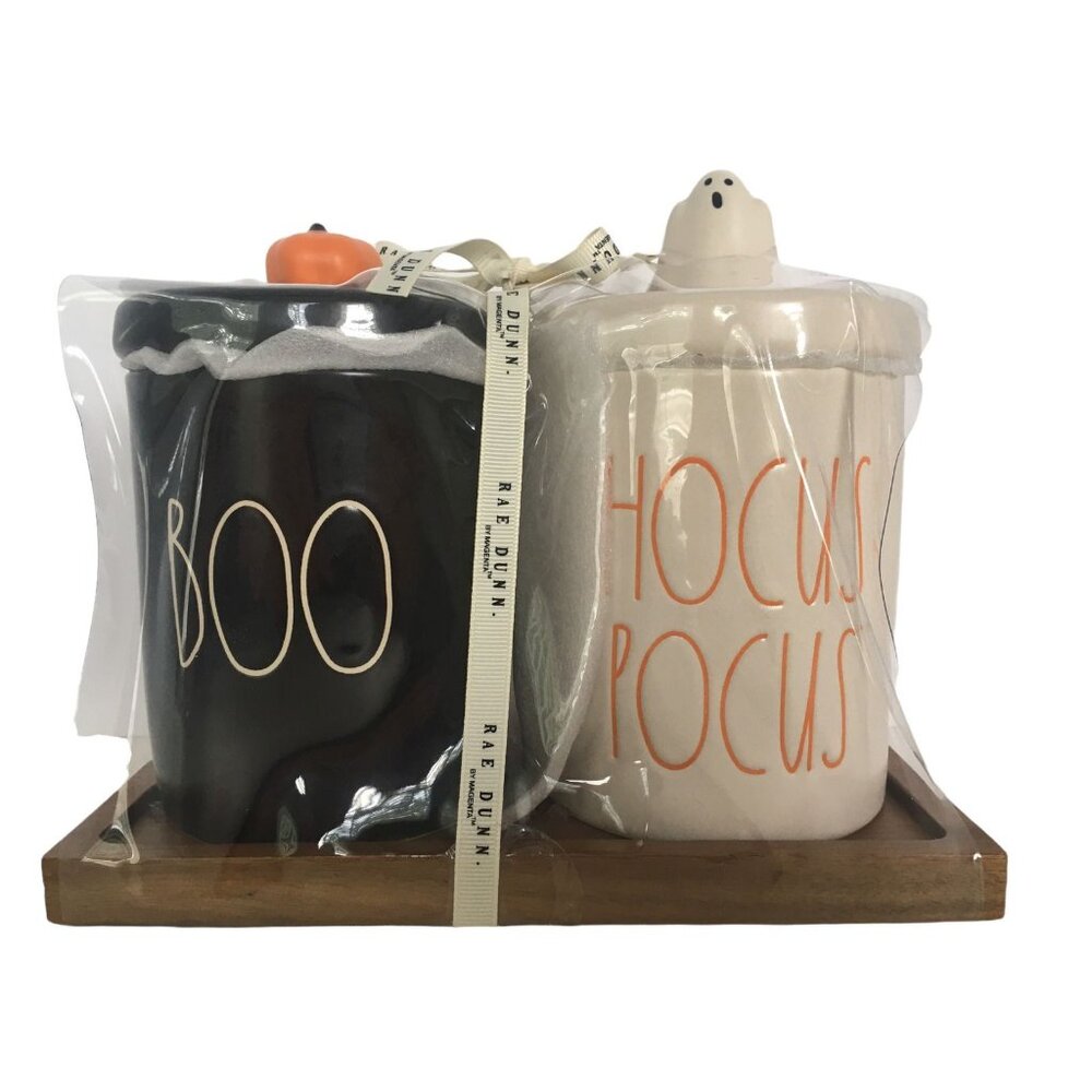 Rae Dunn Halloween Canisters Set Boo Ghost Lid Hocus Pocus Pumpkin Decor - Picture 1 of 8